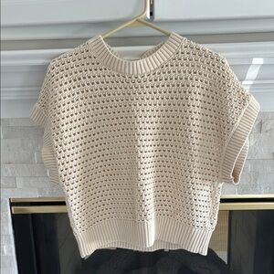 Varley Cream Short Sleeve Knit Top